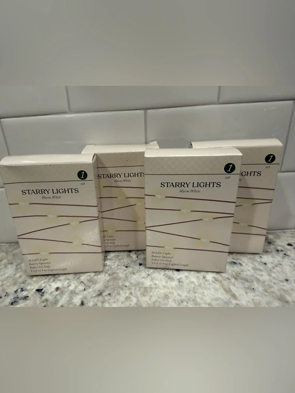 Starry Lights Warm White LED String Lights (4 Sets) Battery Powered NIB